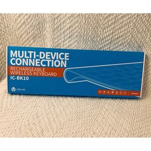 iClever Wireless Keyboard White IC-BK10 Multi-Device Rechargeable Slim‎ Open Box